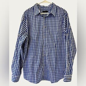 GloryStar Men's Blue Checkered Lone Sleeve  Dress Shirt Size‎ XL